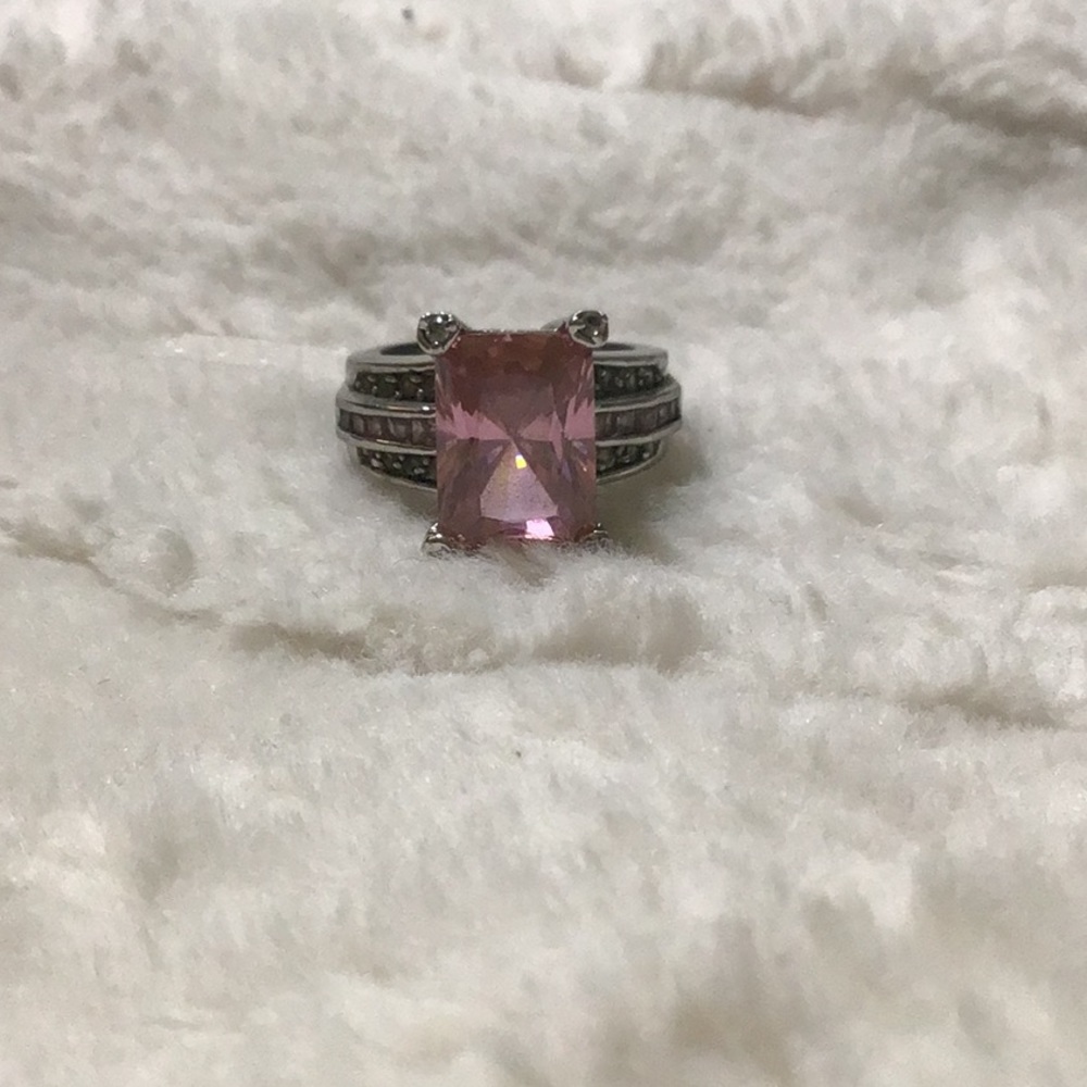Pink and silver ice ring